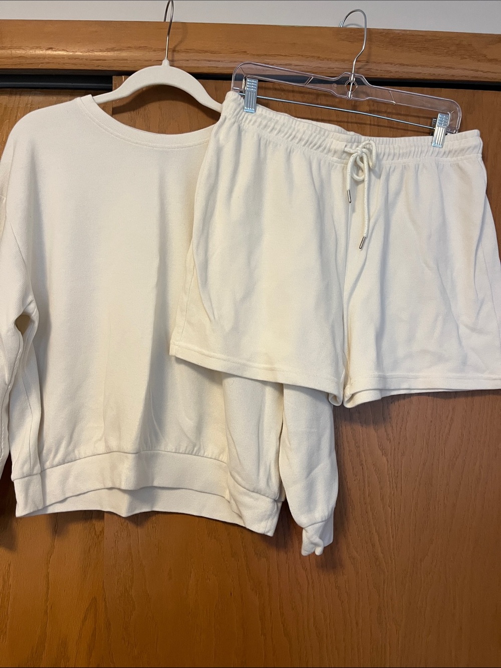 Cream Cozy Sweatshirt & Shorts Pajama Set